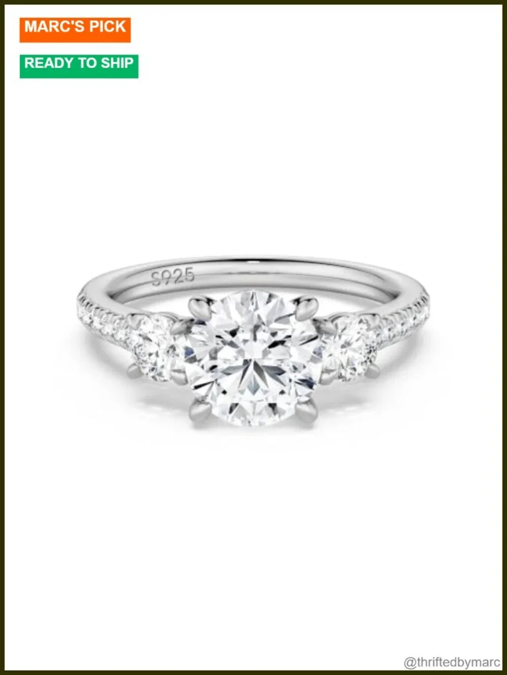 2.6ct Moissanite Engagement Ring 925 Sterling Silver Wedding Anniversary